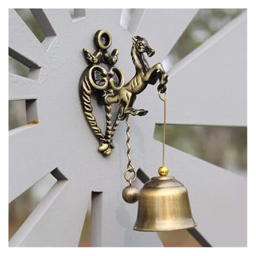 Windspiel, Neu Metall Eisen Glocke Windspiel Retro Tier Türklingel Wand Hängende Dekoration Pferd Elefant Eule(Horse) von SFQEVHRZ