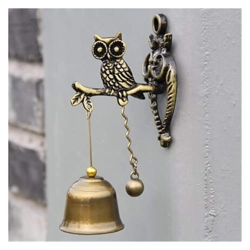 Windspiel, Neu Metall Eisen Glocke Windspiel Retro Tier Türklingel Wand Hängende Dekoration Pferd Elefant Eule(Owl) von SFQEVHRZ