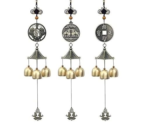 Windspiel, Set von 3 Metall Kupfer Windspiele Reine Glocke Exquisite Glück Shop Türklingel Indoor Und Outdoor von SFQEVHRZ