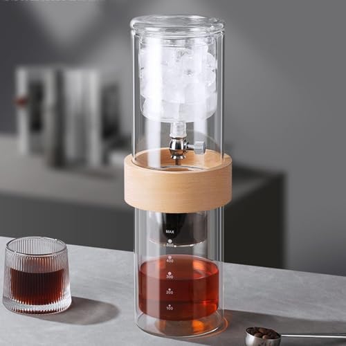 Cold Brew Drip Tower, Cold Brew Drip Tower, Filterkaffeemaschine mit einstellbarem Tropffilter, 600 ml wiederverwendbare Cold Brew Drip Coffee Pot aus Glas von SFSLBFB