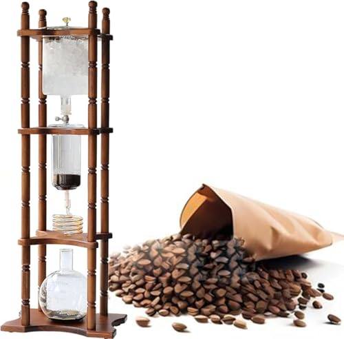 Iced Drip Coffee Maker Cold Brew Dripper Pot Cold-Drip Coffee Tower Eiskaffeemaschine Holzglas 3000ml Braun von SFSLBFB