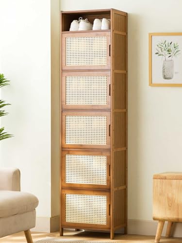 SFSLBFB Bambus-Schuhschrank, Rattan-Schuhregal-Aufbewahrung für den Eingangsbereich, Aufbewahrungsschrank mit Türen, Hausschuhe, freistehendes Schuhregal für den Eingangsbereich des Wohnzimmers SFSLBFB Bambus-Schuhschrank, Rattan-Schuhregal-Aufbewahrung für den Eingangsbereich, Aufbewahrungsschrank mit Türen, Hausschuhe, freistehendes Schuhregal für den Eingangsbereich des Wohnzimmers von SFSLBFB