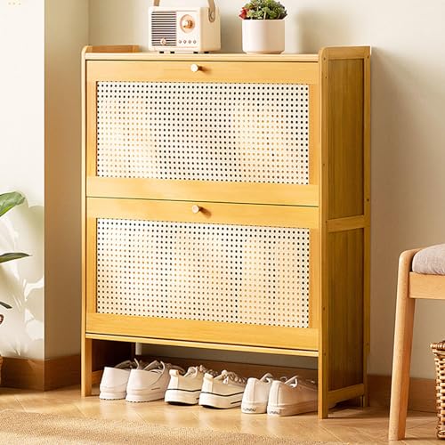 SFSLBFB Schmaler Schuhschrank mit Klappschubladen, Bambus-Schuhschrank, freistehendes Rattan-Schuhregal für Eingangsbereich, Flur und Schrank, A, 70 x 24 x 87 cm SFSLBFB Schmaler Schuhschrank mit Klappschubladen, Bambus-Schuhschrank, freistehendes Rattan-Schuhregal für Eingangsbereich, Flur und Schrank, A, 70 x 24 x 87 cm von SFSLBFB