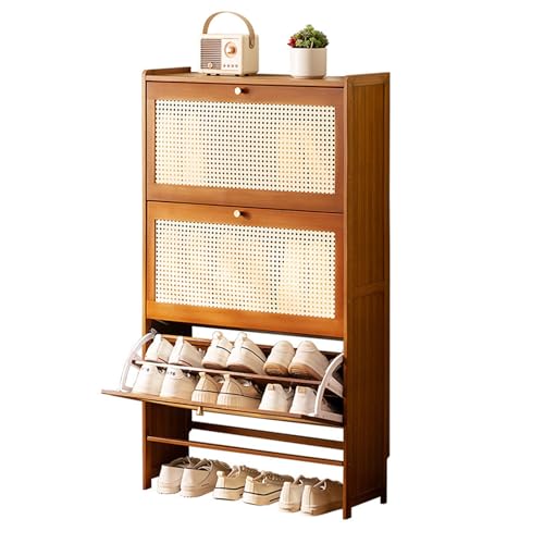 SFSLBFB Schmaler Schuhschrank mit Klappschubladen, Bambus-Schuhschrank, freistehendes Rattan-Schuhregal für Eingangsbereich, Flur und Schrank, B, 70 x 24 x 120 cm SFSLBFB Schmaler Schuhschrank mit Klappschubladen, Bambus-Schuhschrank, freistehendes Rattan-Schuhregal für Eingangsbereich, Flur und Schrank, B, 70 x 24 x 120 cm von SFSLBFB