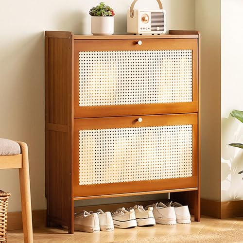 SFSLBFB Schmaler Schuhschrank mit Klappschubladen, Bambus-Schuhschrank, freistehendes Rattan-Schuhregal für Eingangsbereich, Flur und Schrank, B, 70 x 24 x 87 cm SFSLBFB Schmaler Schuhschrank mit Klappschubladen, Bambus-Schuhschrank, freistehendes Rattan-Schuhregal für Eingangsbereich, Flur und Schrank, B, 70 x 24 x 87 cm von SFSLBFB