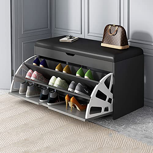 SFSLBFB Schuhaufbewahrungsbank mit Schublade, Flip-Drawer PU-gepolstertes Schuhregal Standschrank Organizer für Eingangsbereich und Flur - Holz, SFSLBFB Schuhaufbewahrungsbank mit Schublade, Flip-Drawer PU-gepolstertes Schuhregal Standschrank Organizer für Eingangsbereich und Flur - Holz, von SFSLBFB