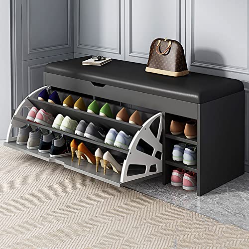 SFSLBFB Schuhaufbewahrungsbank mit Schublade, Flip-Drawer PU-gepolstertes Schuhregal Standschrank Organizer für Eingangsbereich und Flur - Holz, SFSLBFB Schuhaufbewahrungsbank mit Schublade, Flip-Drawer PU-gepolstertes Schuhregal Standschrank Organizer für Eingangsbereich und Flur - Holz, von SFSLBFB