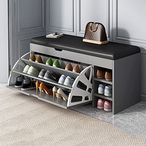 SFSLBFB Schuhaufbewahrungsbank mit Schublade, Flip-Drawer PU-gepolstertes Schuhregal Standschrank Organizer für Eingangsbereich und Flur - Holz, SFSLBFB Schuhaufbewahrungsbank mit Schublade, Flip-Drawer PU-gepolstertes Schuhregal Standschrank Organizer für Eingangsbereich und Flur - Holz, von SFSLBFB