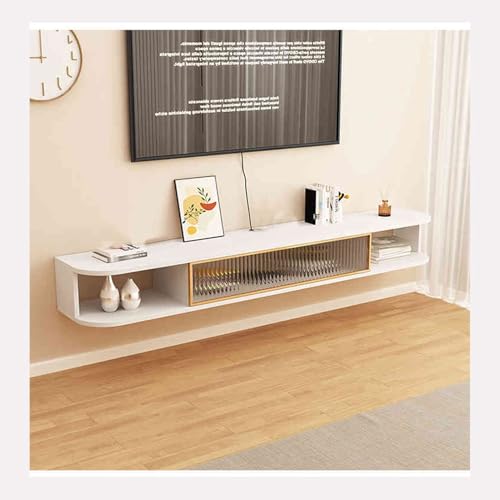 SFSLBFB Schwebender TV-Ständer, Wohnzimmer-Entertainment-Aufbewahrung, TV-Ständer mit Acryl-Aufbewahrungstür, geeignet für Heimbüros (weiß, 120 x 23 x 20 cm) von SFSLBFB