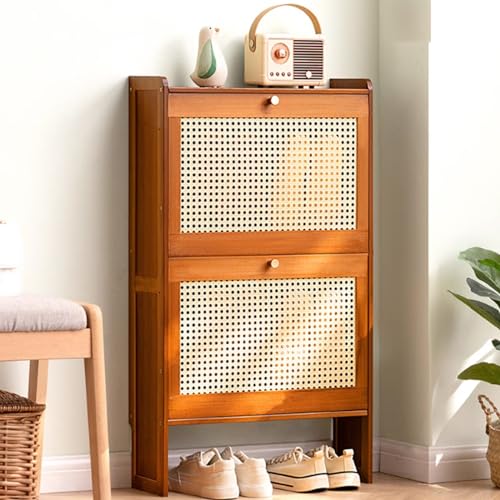 Versteckter Schuhschrank, Schuhschrank-Aufbewahrung für den Eingangsbereich, schmaler Bambus-Organizer, herunterklappbares verstecktes Schuhregal aus Holz mit 2/3 Ebenen, schmaler Schuhaufbewahrungs Versteckter Schuhschrank, Schuhschrank-Aufbewahrung für den Eingangsbereich, schmaler Bambus-Organizer, herunterklappbares verstecktes Schuhregal aus Holz mit 2/3 Ebenen, schmaler Schuhaufbewahrungs von SFSLBFB