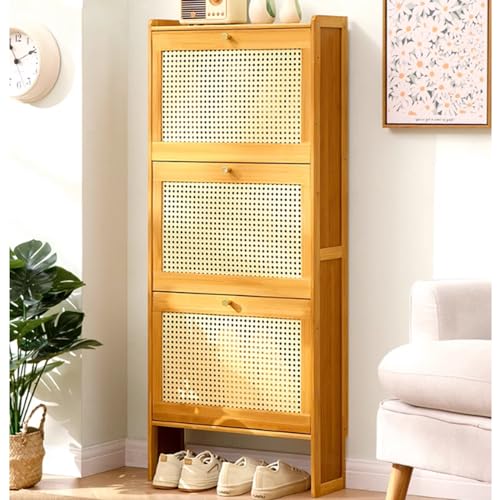 Versteckter Schuhschrank, Schuhschrank-Aufbewahrung für den Eingangsbereich, schmaler Bambus-Organizer, herunterklappbares verstecktes Schuhregal aus Holz mit 2/3 Ebenen, schmaler Schuhaufbewahrungs Versteckter Schuhschrank, Schuhschrank-Aufbewahrung für den Eingangsbereich, schmaler Bambus-Organizer, herunterklappbares verstecktes Schuhregal aus Holz mit 2/3 Ebenen, schmaler Schuhaufbewahrungs von SFSLBFB