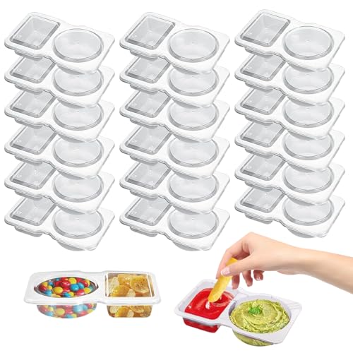 SFSSHUI 20 Stück Snack Container,Tragbarer Snack Boxen,Snack Pack Containers,Zweikammer GewüRzbehäLter,Aufbewahrungsdosen mit Deckel,Wiederverwendbar. von SFSSHUI