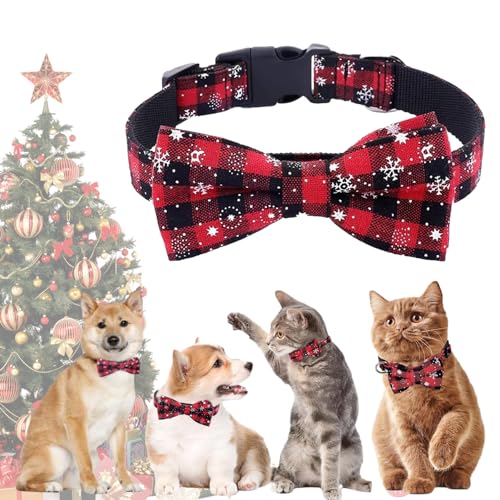 Weihnachtshalsband,Katzenhalsband mit Schleife,Verstellbar Hundehalsband,Hundehalsband Weihnachten,Hundehalsband Fliege,für Klein Mittlere Groß Hunde Katzen Welpen von SFSSHUI
