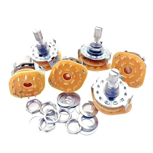 1 Stück RS25 6mm Rändelwelle Plattenmontage 1P4T 1P8T 1P11T 1P12T 2P3T 2P4T 2P5T 2P6T Drehbandschalter Wahlschalter(3P4T) von SFTSVFEO