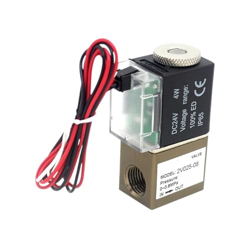 2V025-08 Normally Closed Wire lead type Pneumatic Control Valve 12V 24V 220V 1/4" 2 Way 2 Position Air Solenoid Valve(PSL 10mm fittings,2V025-08 NC DC24V) von SFTYPTCKU
