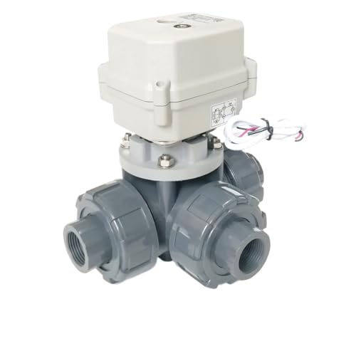 DN15 Electric Motorized ball valve 3-way UPVC, DC 12to 24V Eletric Control Valve IP67 and CE with manual override and indicator(NPT THREAD_DC24_CR502(SPRING RETURN)) von SFTYPTCKU