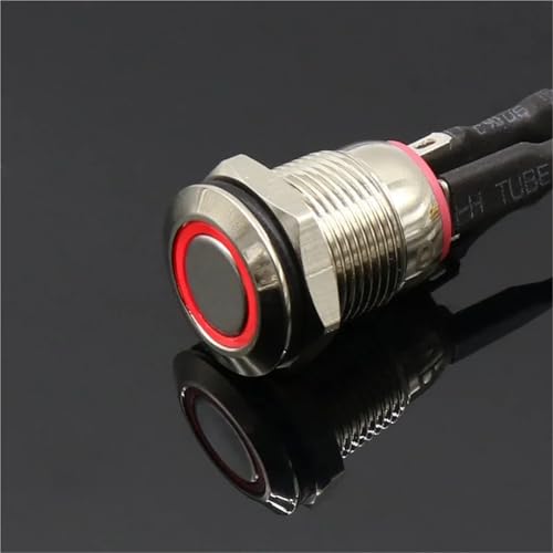 12MM Mit LED 3V 5V 12V 24V 220V Metall Taste Schalter Momentary Push Button Auto Reset Beleuchtet 1Pcs(Red,3V) von SFYMORHE