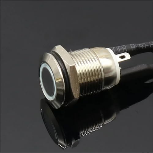 12MM Mit LED Metall Taste Schalter Momentary Push Button Auto Reset Beleuchtet 1Pcs(WHITE,12V) von SFYMORHE