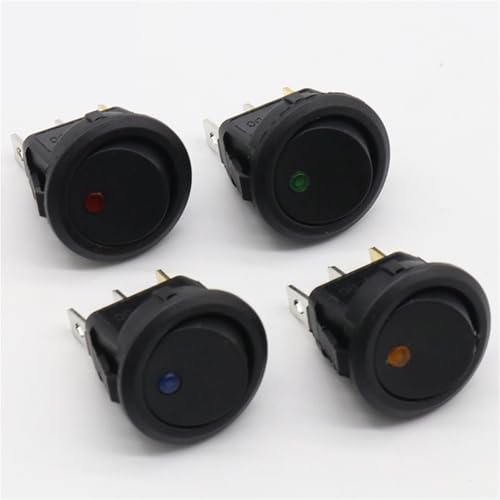12V Led Wippschalter Led Dot Licht 3 Pins EIN-AUS Wippschalter LED Beleuchtet Auto 2Pcs(Red) von SFYMORHE