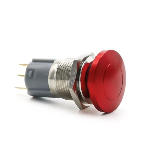 16mm Metall Pilzkopf Drucktastenschalter Momentary Selbst-Reset Gelötet Fuß 1 Stücke(Red) von SFYMORHE