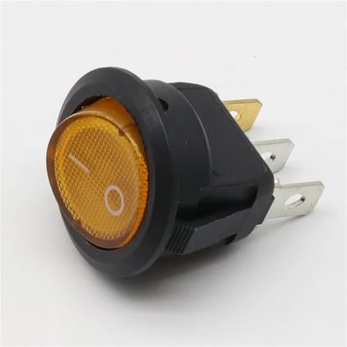 220V Runde Rocker Dot Boot LED Licht Kippschalter SPST ON/OFF 4Pcs(Yellow) von SFYMORHE