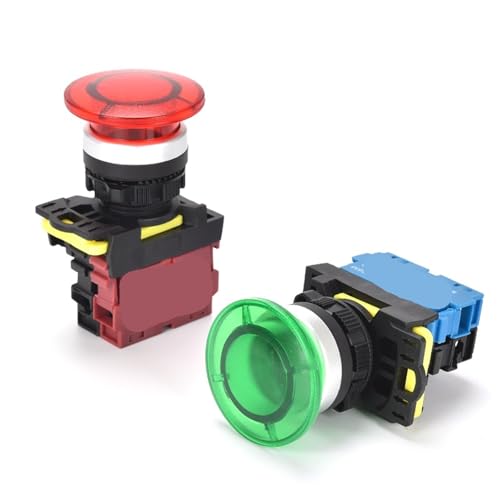 22mm Kopf Momentary Button 10A LA36M Selbst Reset Verriegelung 1 Stücke(Green,2NC_LATCHING_380V) von SFYMORHE