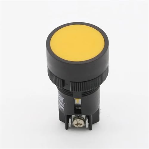 22mm Momentary Push Button Switch Rot Grün Blau Gelb Schwarz Weiß Normal Offen + Normal Geschlossen 6Pcs(Yellow) von SFYMORHE