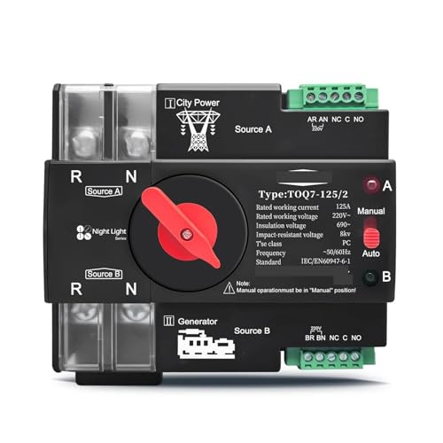 ATS 220 V 230 V Dual Power Automatic Transfer Elektrischer Wahlschalter 2P 63A 100A 125A 1 Stücke(63A) von SFYMORHE