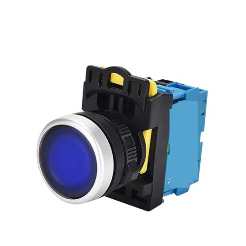 BLAUE LED LA36M 22mm 10A 12v 24v 220v LED Momentary Gesperrt Power Push Button On Off Mit/ohne Fixierung 1Pcs(1NC,LATCHING_12-24V) von SFYMORHE