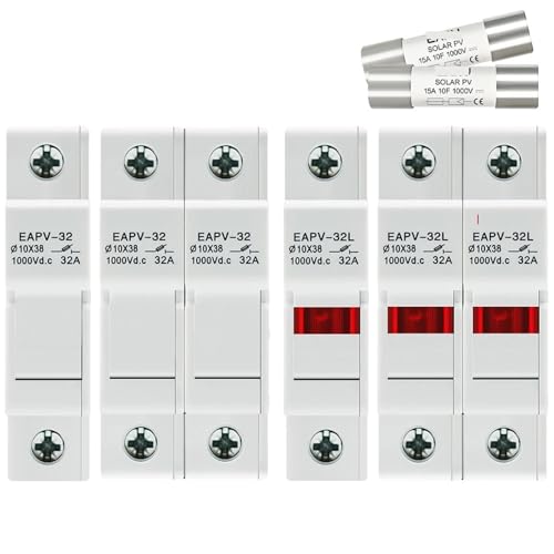 Ein Satz 1P 2P DC Sicherungen Halter Solar 10 * 38mm PV 1000V 6A 15A 32A Basis for Solar Photovoltaik System Kurzschluss Schutz(10A,EAPV-32L-2P) von SFYMORHE