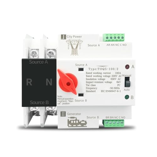 Einphasiger ATS 220 V Dual Power Automatic Transfer Elektrische Wahlschalter 2P 63A 100A 125A 1 Stücke(230V,63A) von SFYMORHE