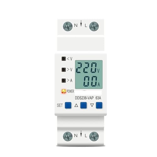 Einstellbare Über Unter Spannung Schutz Gerät Strom Grenze Voltmeter Kwh 63A 80A 110V 230V 1Pcs(80A Bottom input) von SFYMORHE