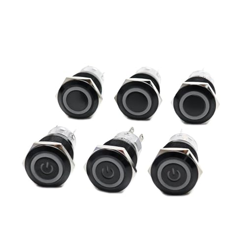 Grüne Led 19mm Oxidation Schwarz Metall Taste Schalter Mit Licht Momentary Rast 5V 1Pcs(Latching,POWER_12-24V) von SFYMORHE