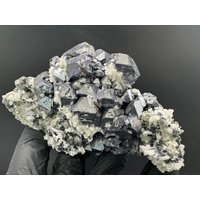 Sammlung Seltener Skelett Galena Mit Calcit Auf Quarz Natürlichen Mineralien Andenken Kristall Geschenk Wohnkultur Stein Borieva Mine Madan Bulgarien von SFmineralsBG