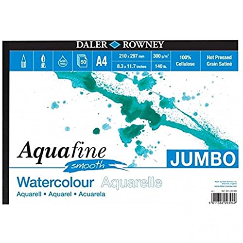 Daler-Rowney Aquafine Aquarell- und Gouache-Zeichenblock, 300 g/m², A3, natürliches Weiß, 50 Blatt, ideal für professionelle und Anfänger, säurefrei von SG Education