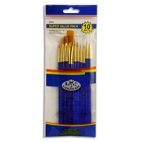 SG Education PR 50205 Royal and Langnickel Gold Taklon Pinsel-Set, 10 Stück von SG Education