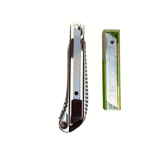 SOLIDGUARD Cutter Messer Abbrechklingenmesser – Extra scharf mit 18 mm Abbrechklingen, robustes Aluminiumdruckguss-Gehäuse und ergonomisches Design für präzises Schneiden. (1) Set von SG SOLIDGUARD SUREFORT