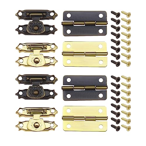 SG Store 36 Stück Antike Bronze Hasp Latches Mini Scharniere mit Schrauben Mini Schrank Riegel Haspen Dekorative Zubehör für Schmuckschatulle Geschenkbox Puppenhaus von SG Store