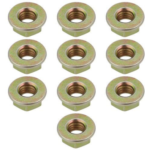 SG Store 100 Stück M6 x 1 Gewinde metrisch 8 Grade H.T gelb verzinkte Flanschmuttern DIN6923, nicht gezahnter Flansch, Sechskant-Flansch-Kontermuttern für Schrauben, Schrauben von SG Store