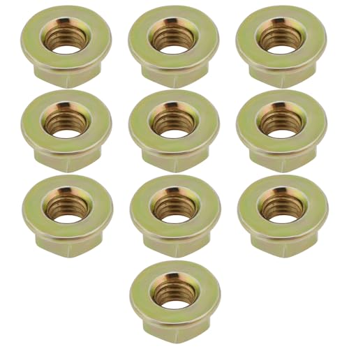 SG Store 100 Stück M8 X 1,25 Gewinde Metrisch 8 Klasse HT Gelb Verzinkte Flanschmuttern DIN6923 Ungezahnte Flansch Sechskant-Kontermuttern für Bolzen Und Schrauben von SG Store