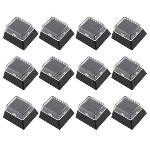 SG Store 12 Stück Doppelschichtige Tastenkappen Kunststoffprofil Individuell Zum Selbermachen 18 X 18 Mm mit Transparenter Abdeckkappe (schwarz) von SG Store