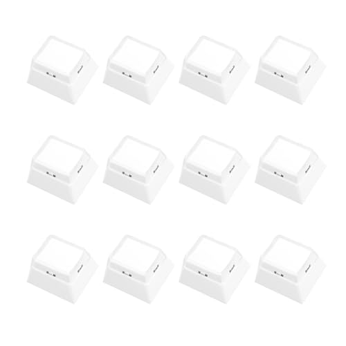 SG Store 12 Stück Doppelschichtige Tastenkappen Kunststoffprofil Individuell Zum Selbermachen 18 X 18 Mm mit Transparenter Abdeckkappe (weiß) von SG Store