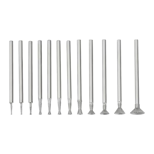 SG Store 12-teiliges 3/32-Zoll-Schüssel-Diamantfräser-Set In Schüsselform mit Montierten Schleifbits Zum Schleifen Und Schnitzen von Feldstein-Keramik-Rotationswerkzeug (0,5 Mm - 8 Mm) von SG Store