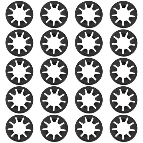 SG Store 20 Stück Unterlegscheiben mit Innenverzahnung Klemmscheibe Wellenlager Sternsperrscheiben für 20-mm-Welle Fahrzeugrad Möbel 19 X 38,2 Mm Schwarz von SG Store