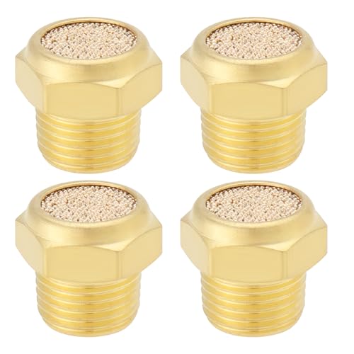 SG Store 4 Stück 1/8 Zoll NPT-Gewinde Messing Pneumatischer Schalldämpferanschluss Messing Pneumatischer Schalldämpfer Schalldämpfer für Zylinder Ventile Kurbelgehäuse Getriebe Öltanks von SG Store