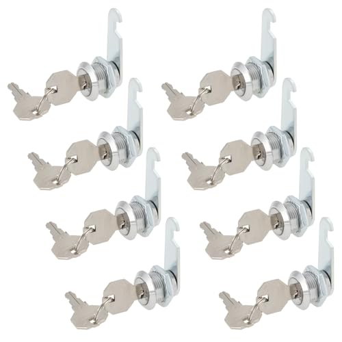 SG Store 8er-Pack 16mm Nockenschloss mit Schlüsseln Zylinderschloss aus Zinklegierung Schrankschloss Ersatz für Werkzeugkästen Schubladen Briefkästen Schließfächer Aktenschränke Briefkästen von SG Store