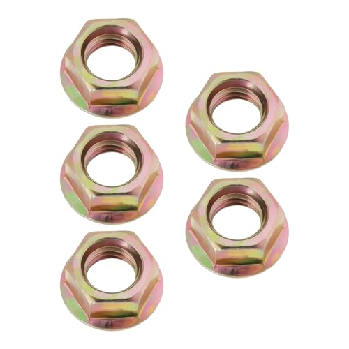 SG Store M12 x 1,5 Feingewinde-Flansch-Sechskantmutter beschichtet mit farbigem Zink mit einem Durchmesser von 22 mm und einem unteren Durchmesser von 18 mm, für Motorrad-Kettenräder, 5 Stück von SG Store