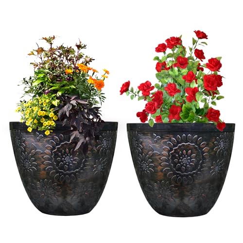 SG Traders Chengdu Garten-Blumentöpfe aus Kunststoff, rund, für den Innen- und Außenbereich, Durchmesser oben, mit Ablauflöchern, schöne Pflanzgefäße für Ihre Gartenbedürfnisse (30, 40 cm), 2 Stück von SG Traders
