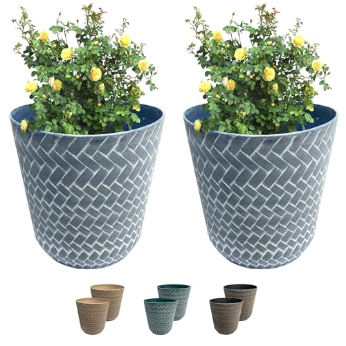 SG Traders Nantucket Pflanzkübel - Blumenkübel Outdoor, Große Gartenpflanzentöpfe Elegantes Design, Vielseitige Töpfe und Pflanzgefäße für Ihren Außenbereich, um den Garten zu verschönern (2 Stück) von SG Traders