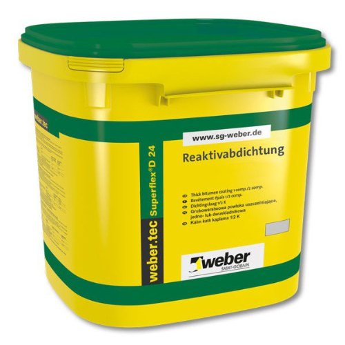 Weber.tec Superflex D 24 | 24 kg | Reaktivabdichtung - hochflexible und bitumenfreie Dickbeschichtung zur erdberührten Außenabdichtung | unter Estrich oder als Kleber für Polystyrol-Hartschaumplatten von SG weber